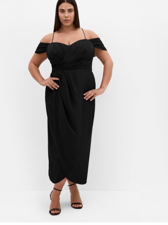 City Chic Dresses & Skirts - City Chic Entwine Tulip Drape Maxi Dress - black